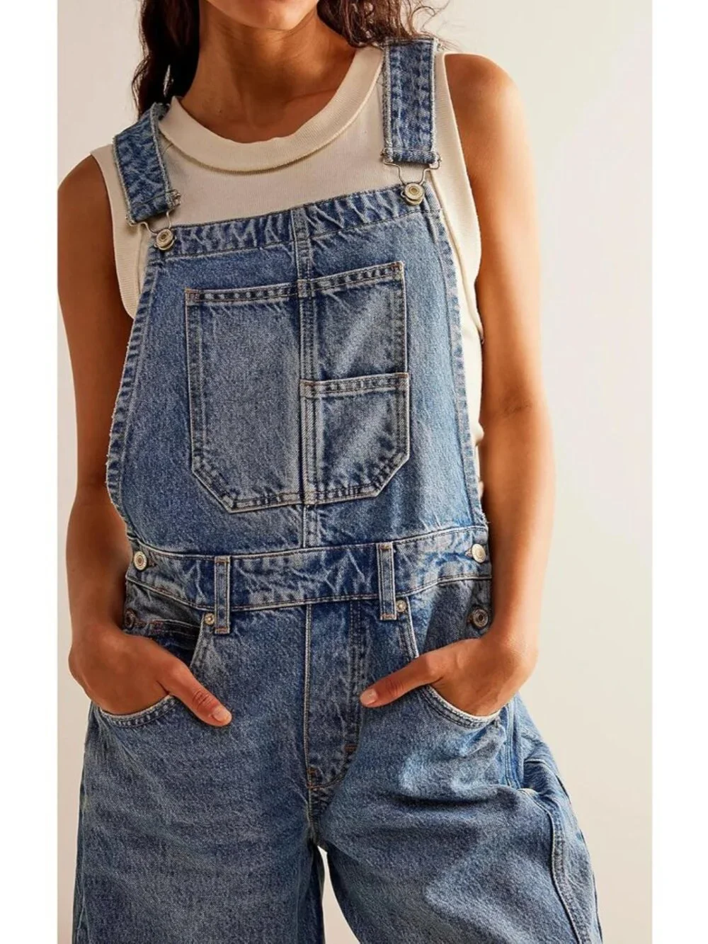 Women Y2k Baggy Barrel Jeans Overalls Wide Leg Denim Pants Bib Overalls Jumpsuit - Picture 5 of 7